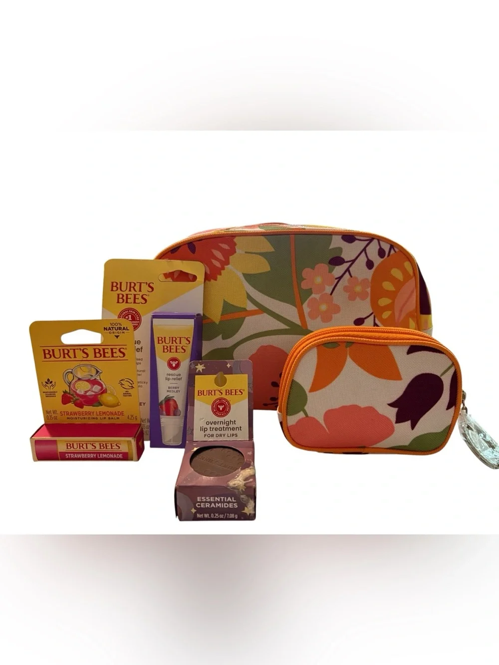 Burt's Bees Nad Clinique Beaty Bundle Lip Care Trio in Yellow, Purple, Pink